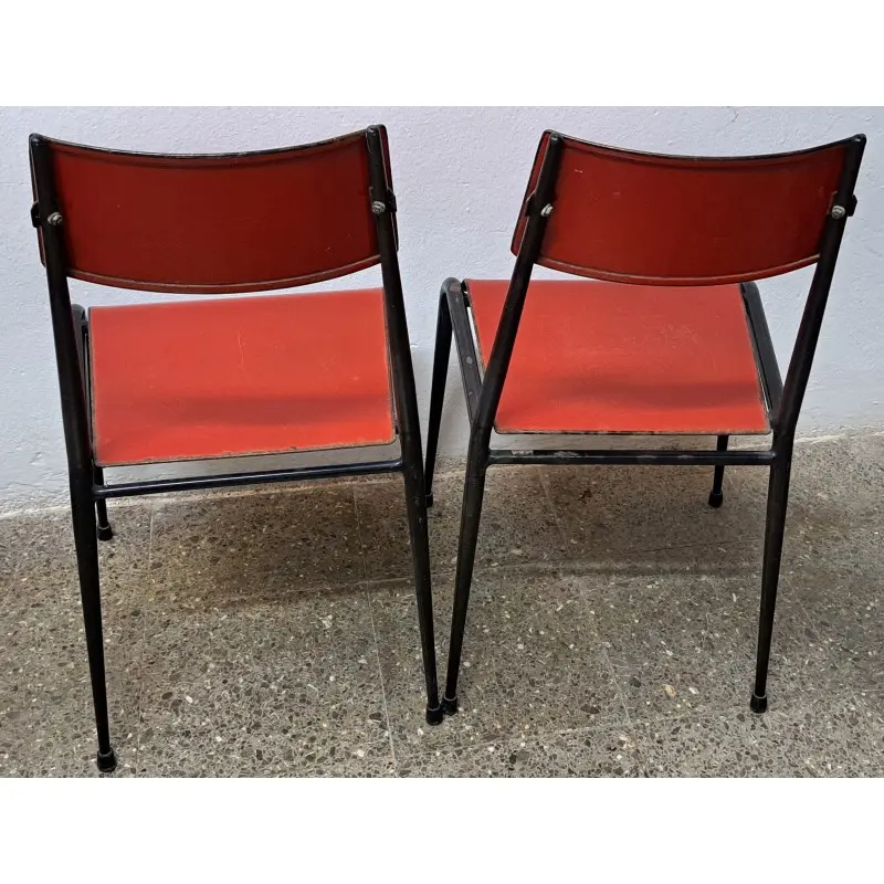 Mesa y sillas de terraza vintage, metal esmaltado, años 60 · vista 7/12