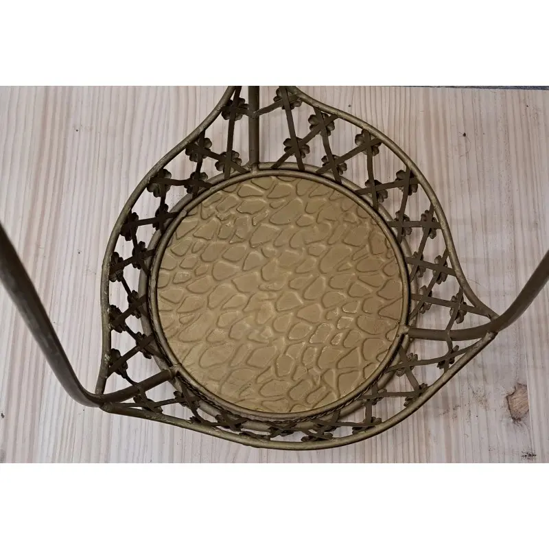 Mesita, peana o macetero de hierro dorado, vintage · vista 6/6