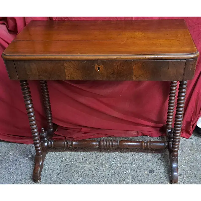 Consola isabelina, patas torneadas de caoba, siglo XIX