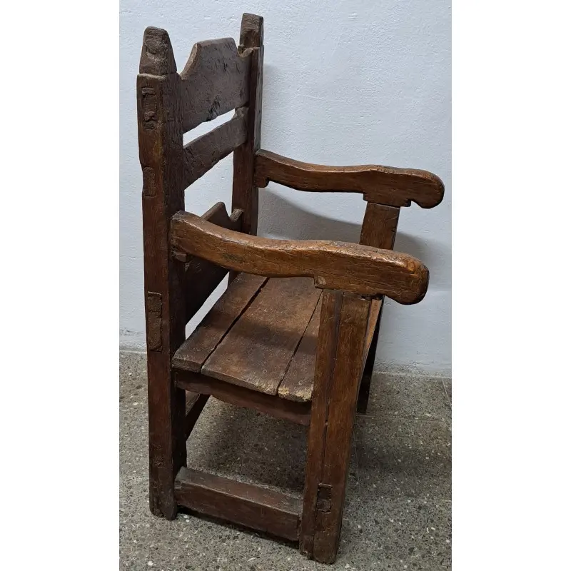 Antiguo sillón Frailero, muy rustico, siglo XVIII, Siglo XVIII · vista 5/9