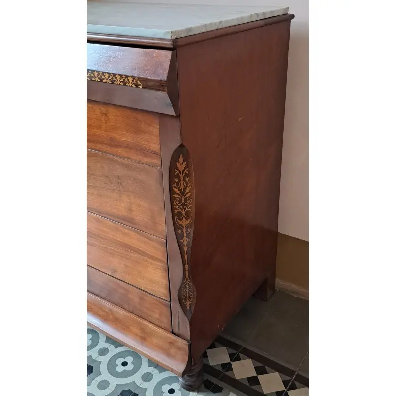 Cómoda escritorio Isabelina, madera de caoba y marquetería de boj, siglo XIX, Siglo XIX · vista 4/10