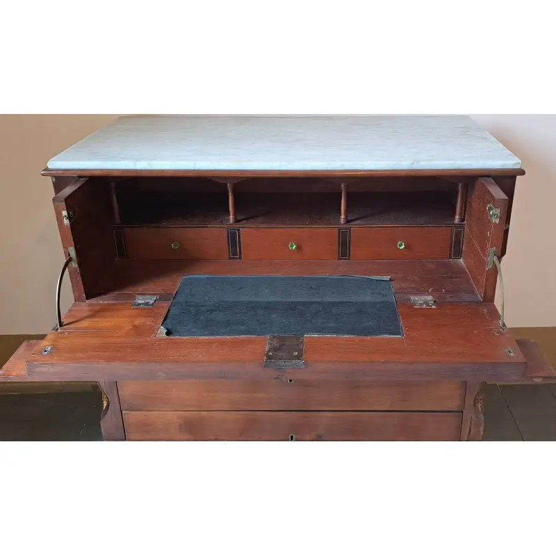 Cómoda escritorio Isabelina, madera de caoba y marquetería de boj, siglo XIX, Siglo XIX · vista 7/10