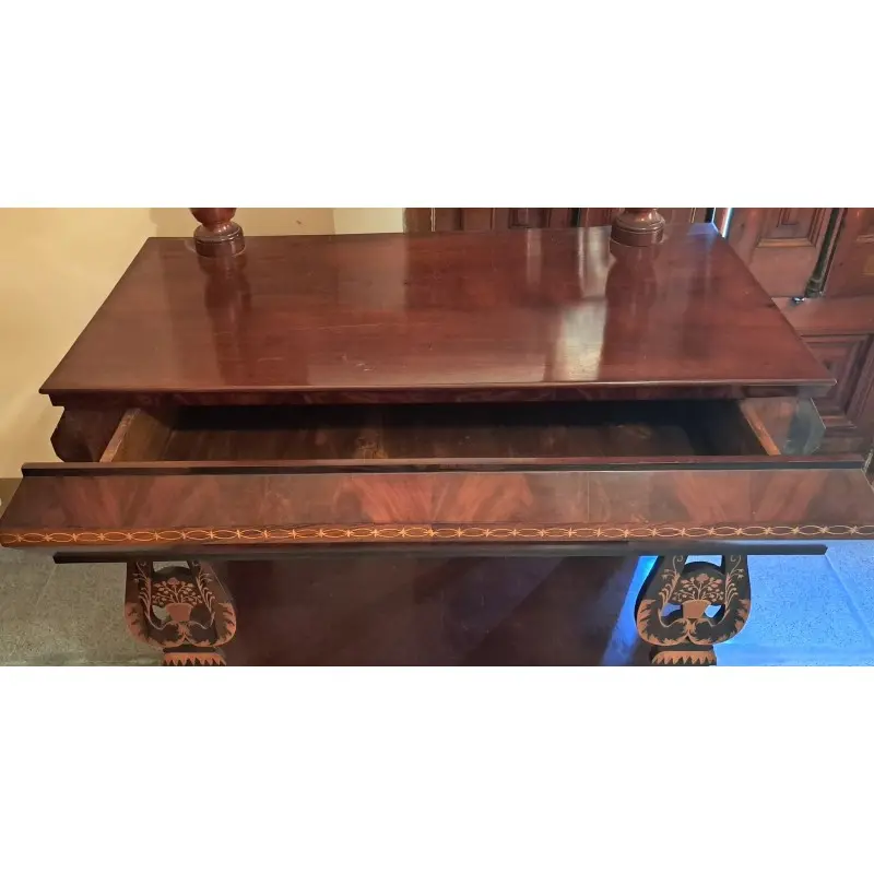 Consola Isabelina de caoba y marquetería de boj, siglo XIX, Siglo XIX · vista 9/11