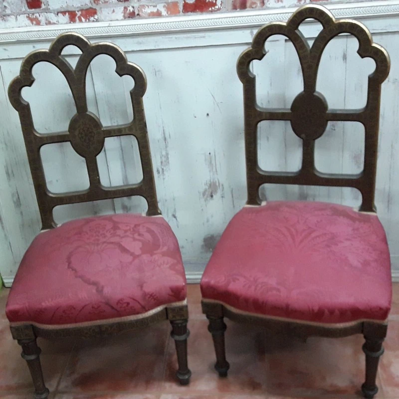 Pareja de sillas de habitación policromadas Siglo XIX, Siglo XIX