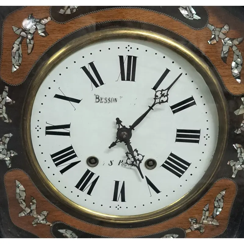 Antiguo reloj de pared siglo XIX, marquetería de nácar, funciona, Siglo XIX · vista 2/9