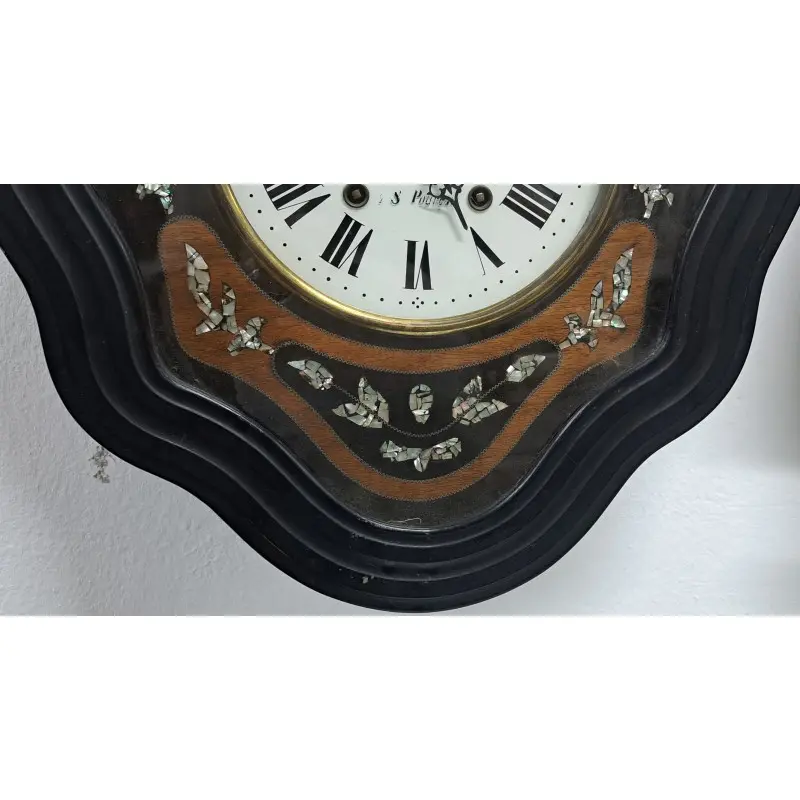 Antiguo reloj de pared siglo XIX, marquetería de nácar, funciona, Siglo XIX · vista 6/9