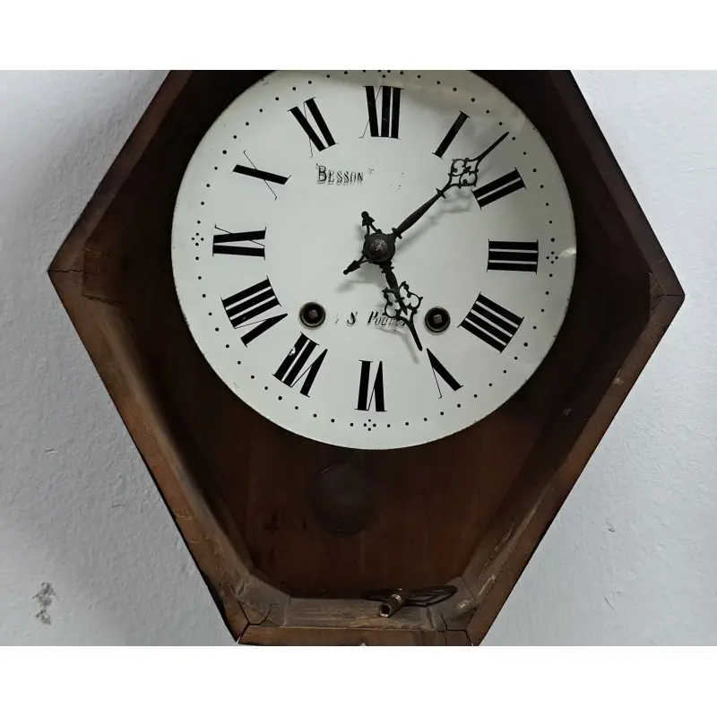 Antiguo reloj de pared siglo XIX, marquetería de nácar, funciona, Siglo XIX · vista 9/9