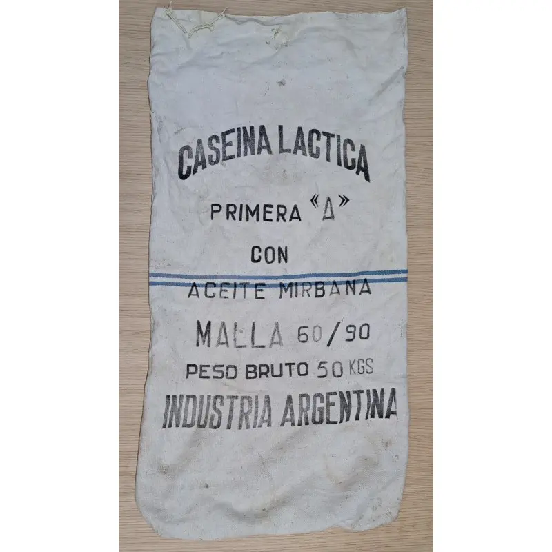 Saco antiguo de caseína láctica – Ayuda argentina a España (posguerra, años 40) · vista 2/3