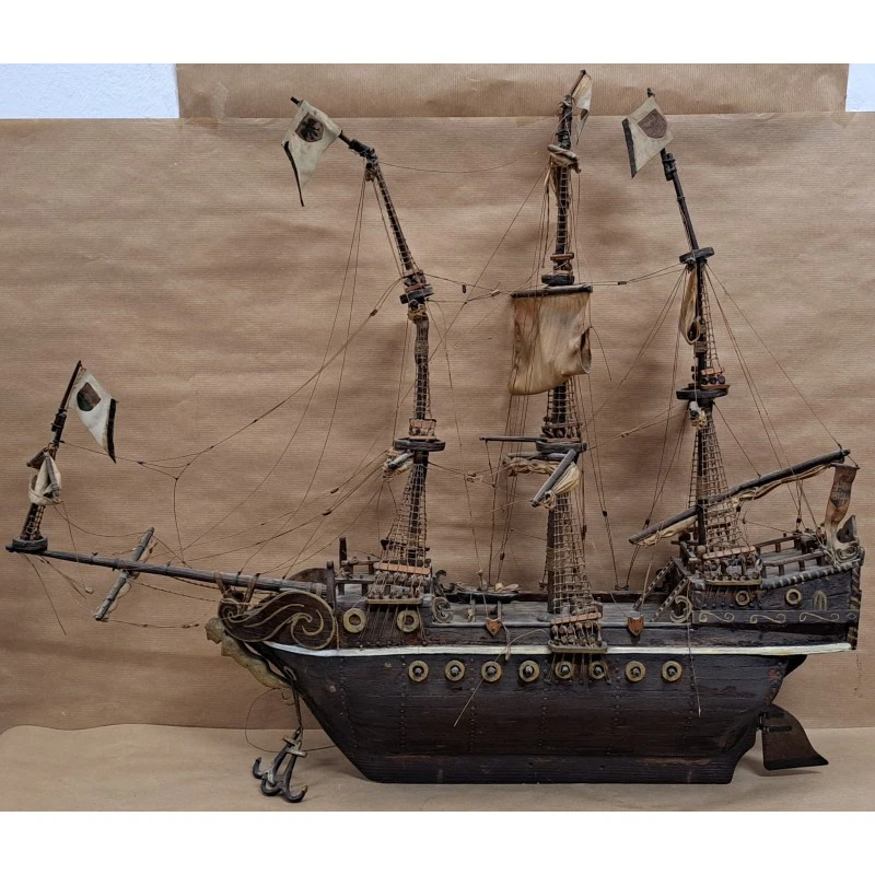 Maqueta de barco, Galeón S. XVI-XVII, artesanal, finales del siglo XIX, Siglo XVI