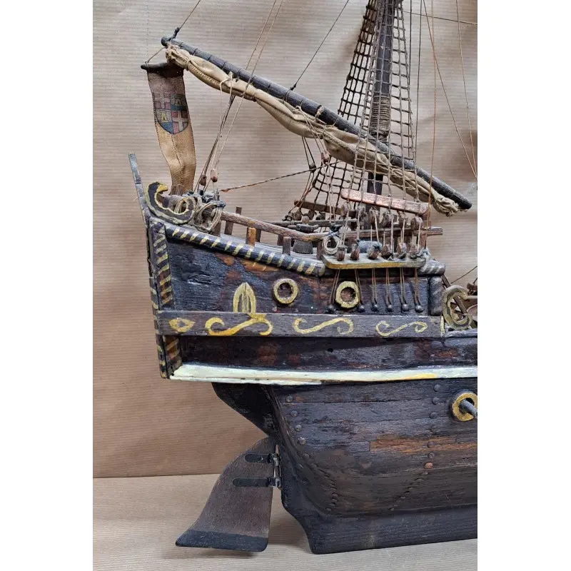 Maqueta de barco, Galeón S. XVI-XVII, artesanal, finales del siglo XIX, Siglo XVI · vista 12/12