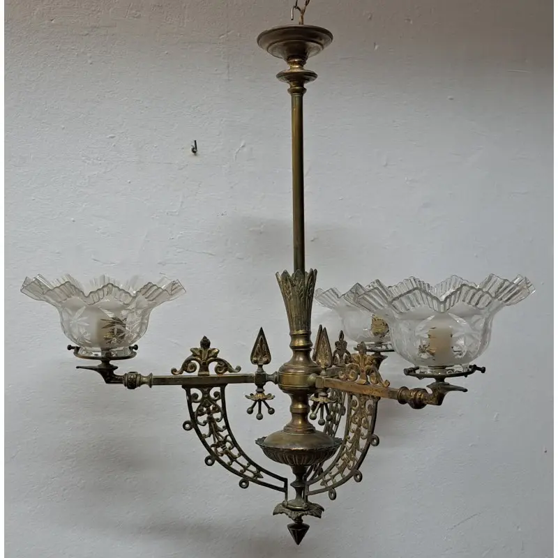 Antigua Lámpara de Gas en Bronce, Iluminación · vista 2/11