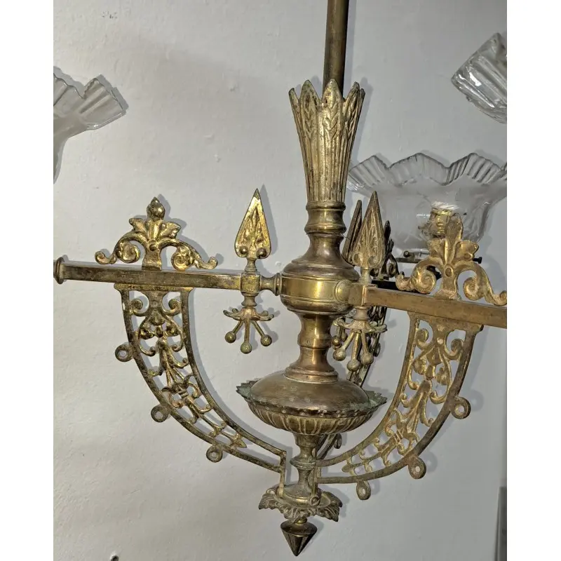 Antigua Lámpara de Gas en Bronce, Iluminación · vista 4/11