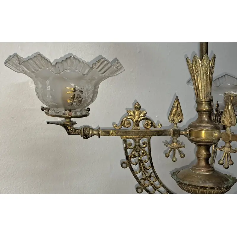 Antigua Lámpara de Gas en Bronce, Iluminación · vista 5/11