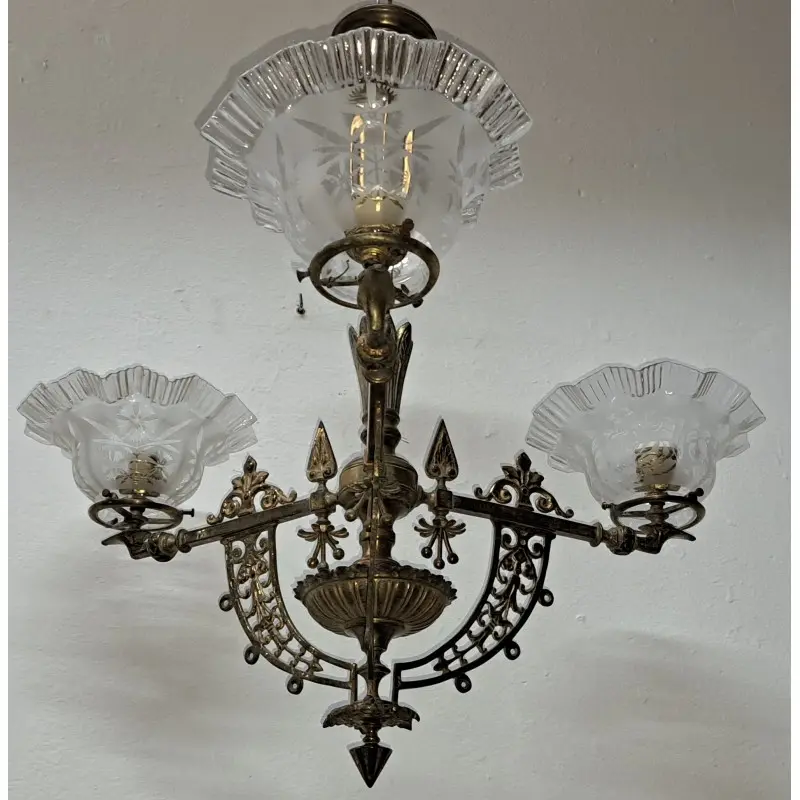 Antigua Lámpara de Gas en Bronce, Iluminación · vista 6/11