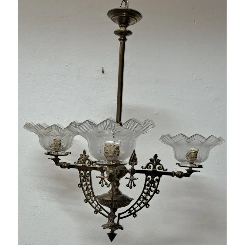Antigua Lámpara de Gas en Bronce, Iluminación · vista 8/11