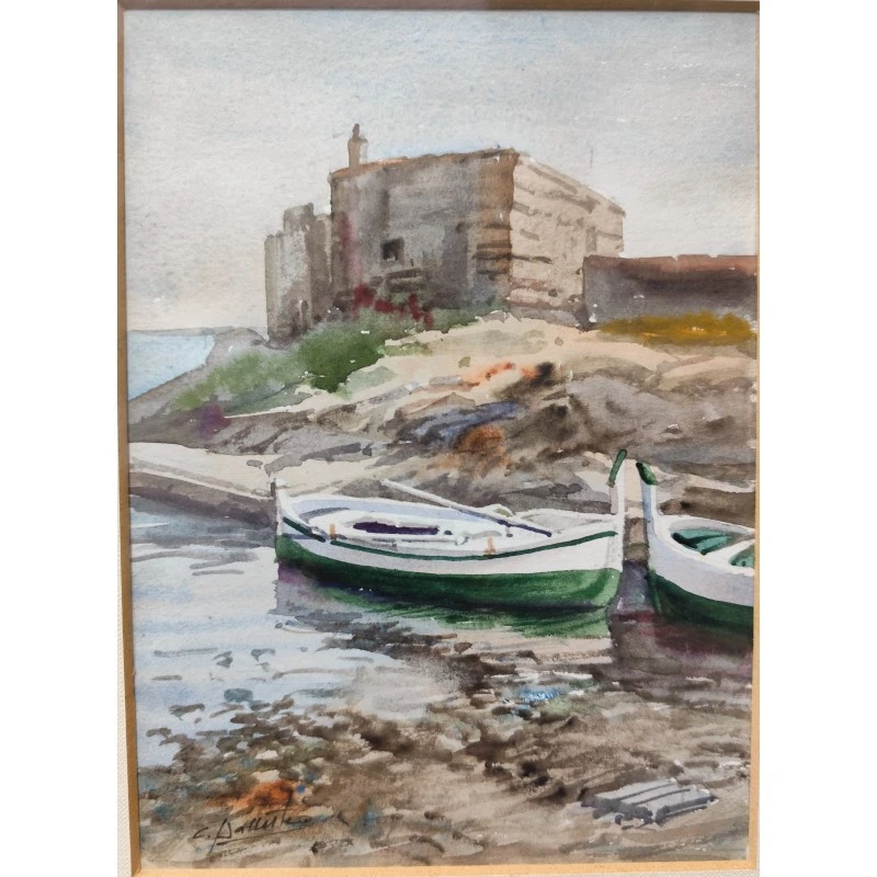 Acuarela, Marina de Carlos Ballestero (Barcelona 1942), Arte y Pintura