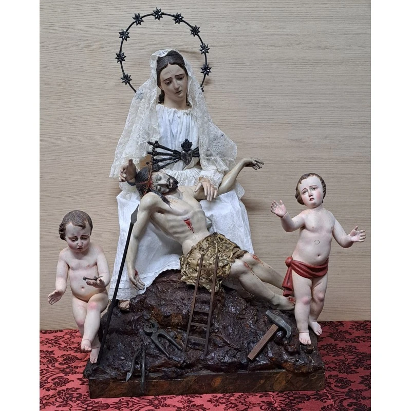 Espectacular, Virgen de la Piedad o Angustias, talla del siglo XVIII -XIX, Arte y Pintura, Siglo XVIII