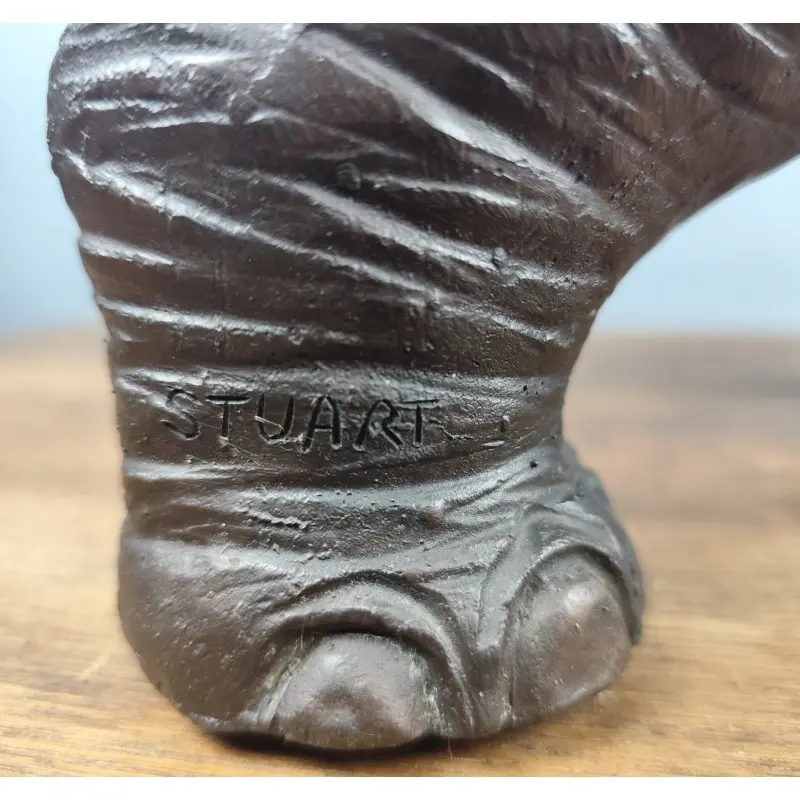 Escultura de bronce firmada STUART, Elefante con tigres, 63 X 57 cm mediados siglo XX, Arte y Pintura, Siglo X · vista 10/11