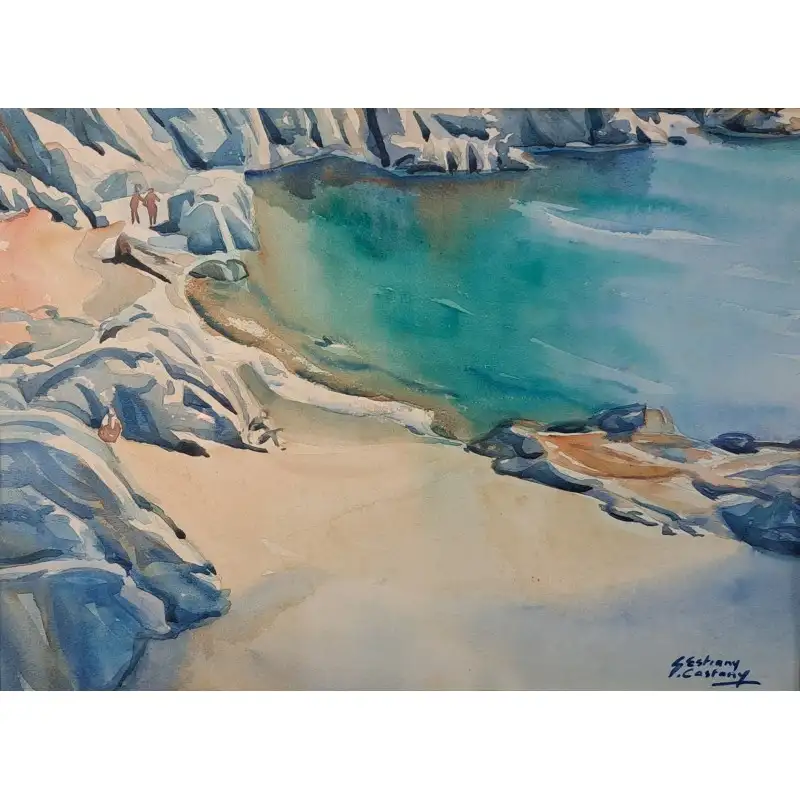 Acuarela, Santiago Estrany i Castany (Mataró 1923-2013) Marina