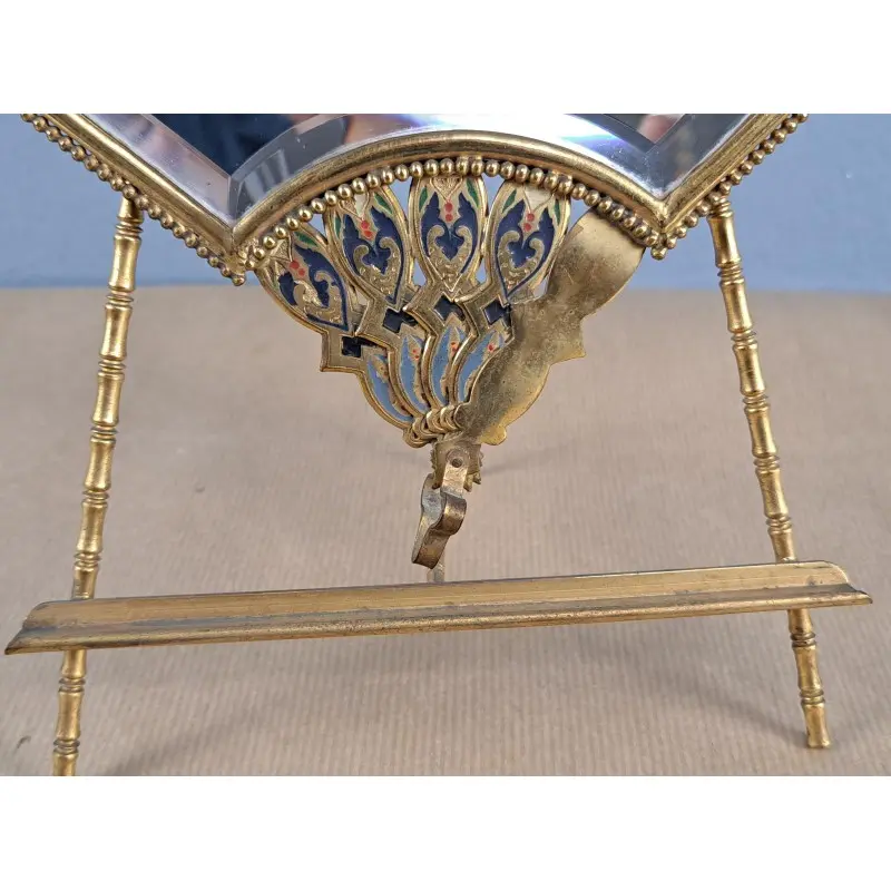 Espejo abanico de tocador en bronce dorado y esmalte, España ca. 1900, Espejos y Marcos, Siglo XIX · vista 3/8