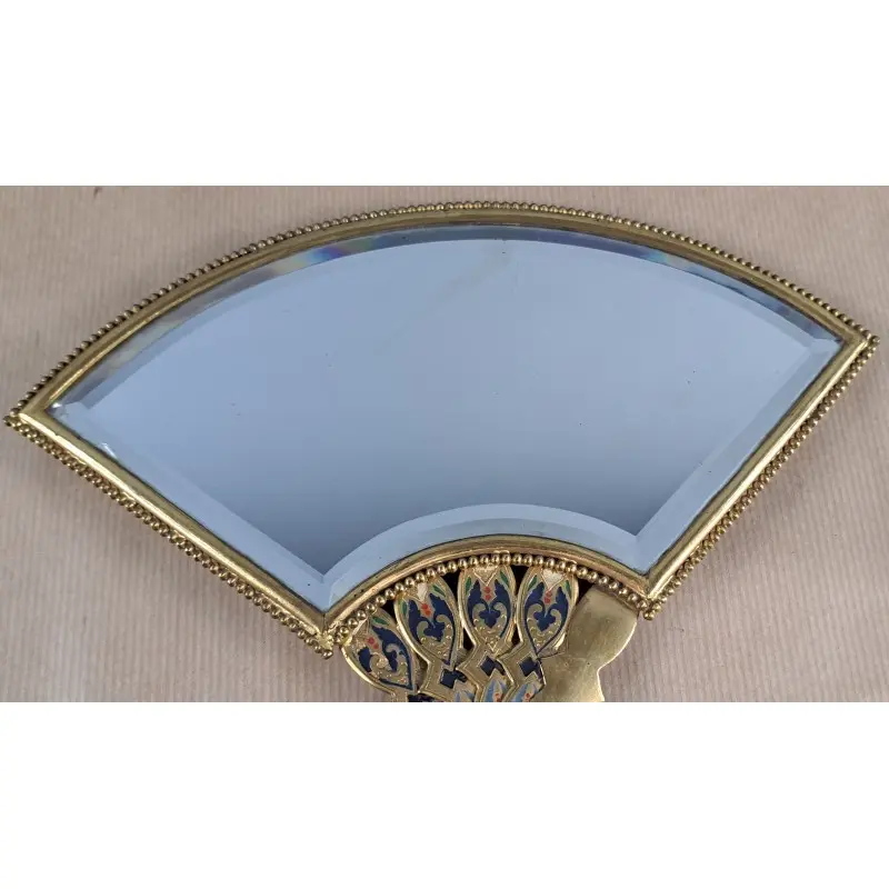 Espejo abanico de tocador en bronce dorado y esmalte, España ca. 1900, Espejos y Marcos, Siglo XIX · vista 4/8