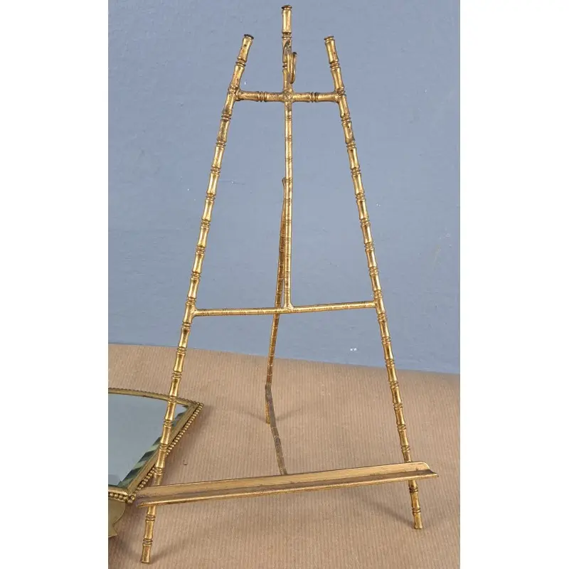 Espejo abanico de tocador en bronce dorado y esmalte, España ca. 1900, Espejos y Marcos, Siglo XIX · vista 7/8
