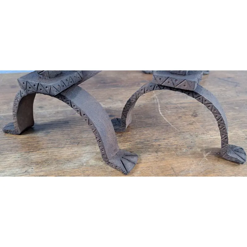 Pareja de morillos, hierro forjado y bronce, siglo XIX‑XX, Herrería y Metal, Siglo XIX · vista 3/7