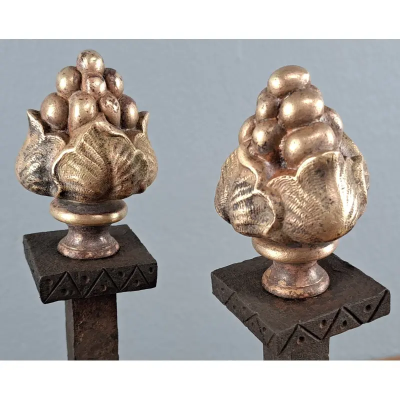Pareja de morillos, hierro forjado y bronce, siglo XIX‑XX, Herrería y Metal, Siglo XIX · vista 7/7