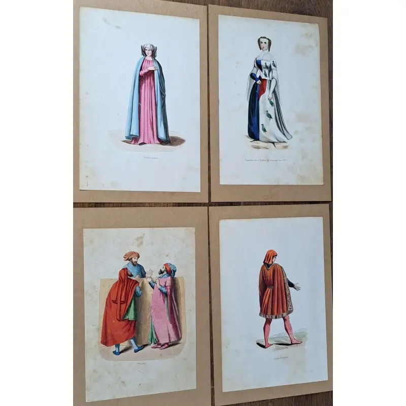 27 grabados coloreados a mano – Trajes históricos – Siglo XIX, Siglo XIX · vista 5/9