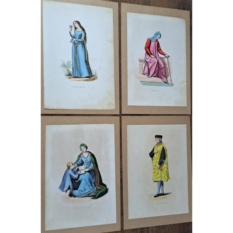 27 grabados coloreados a mano – Trajes históricos – Siglo XIX, Siglo XIX · vista 6/9