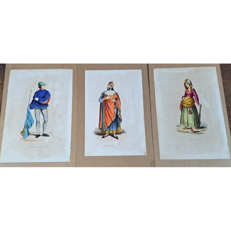 27 grabados coloreados a mano – Trajes históricos – Siglo XIX, Siglo XIX · vista 9/9