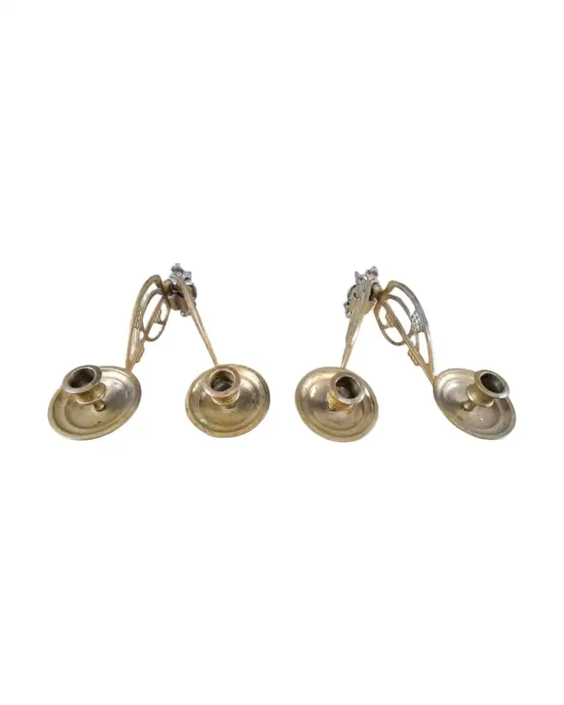 Pareja de candelabros de piano modernistas en bronce, ca. 1900