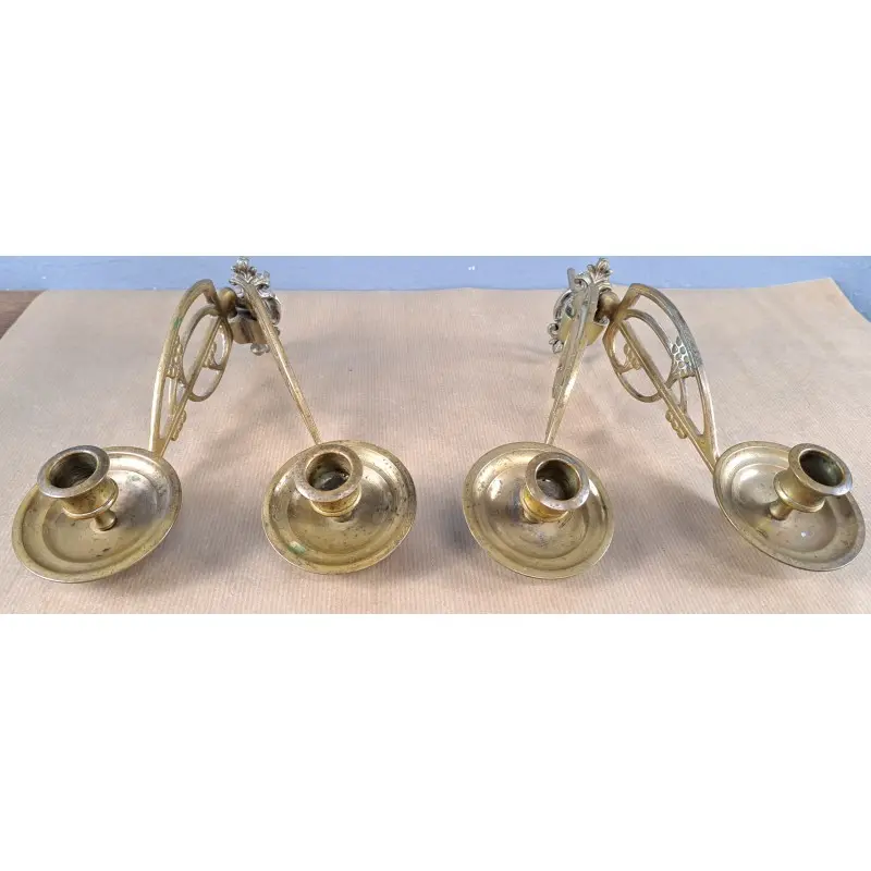 Pareja de candelabros de piano modernistas en bronce, ca. 1900, Iluminación, Siglo XIX