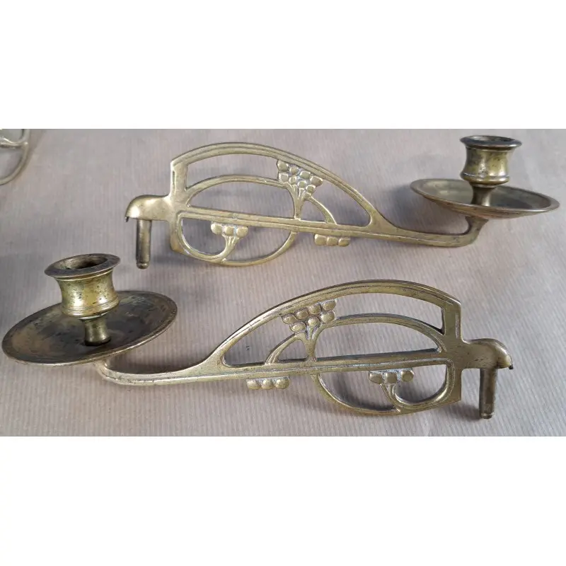 Pareja de candelabros de piano modernistas en bronce, ca. 1900, Iluminación, Siglo XIX · vista 4/12