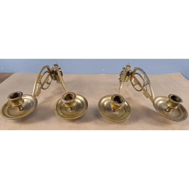 Pareja de candelabros de piano modernistas en bronce, ca. 1900, Iluminación, Siglo XIX · vista 8/12