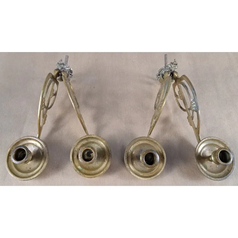 Pareja de candelabros de piano modernistas en bronce, ca. 1900, Iluminación, Siglo XIX · vista 9/12