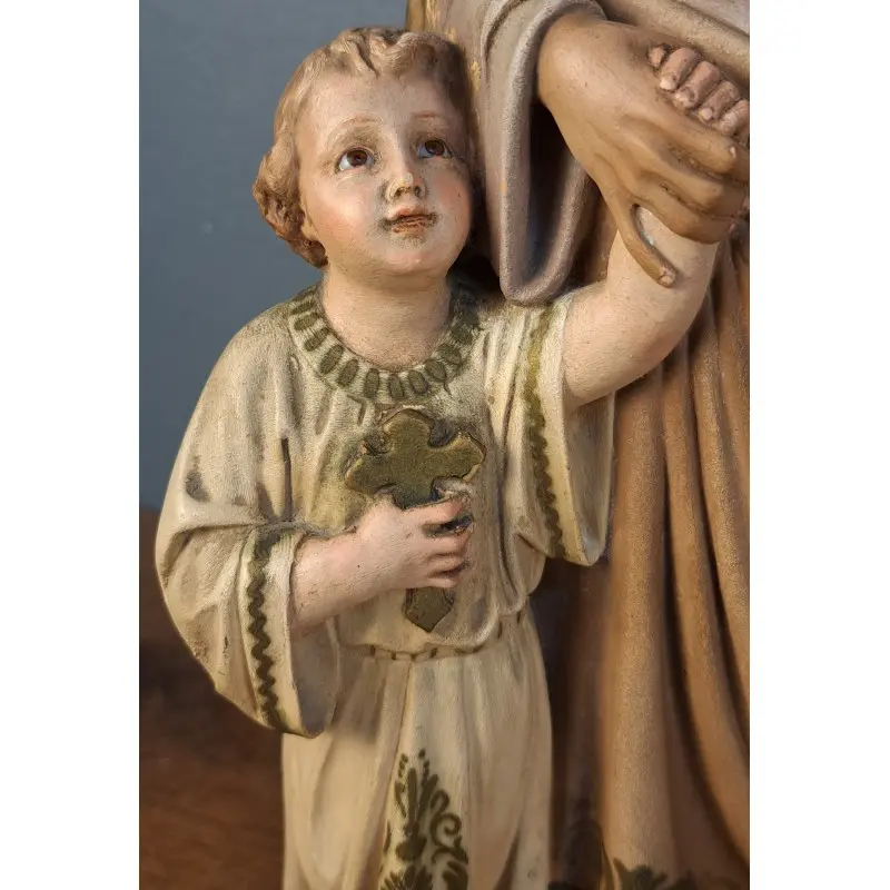 San José con el Niño Jesús, figura de Olot, finales del S. XIX, Objetos Decorativos, Siglo XIX