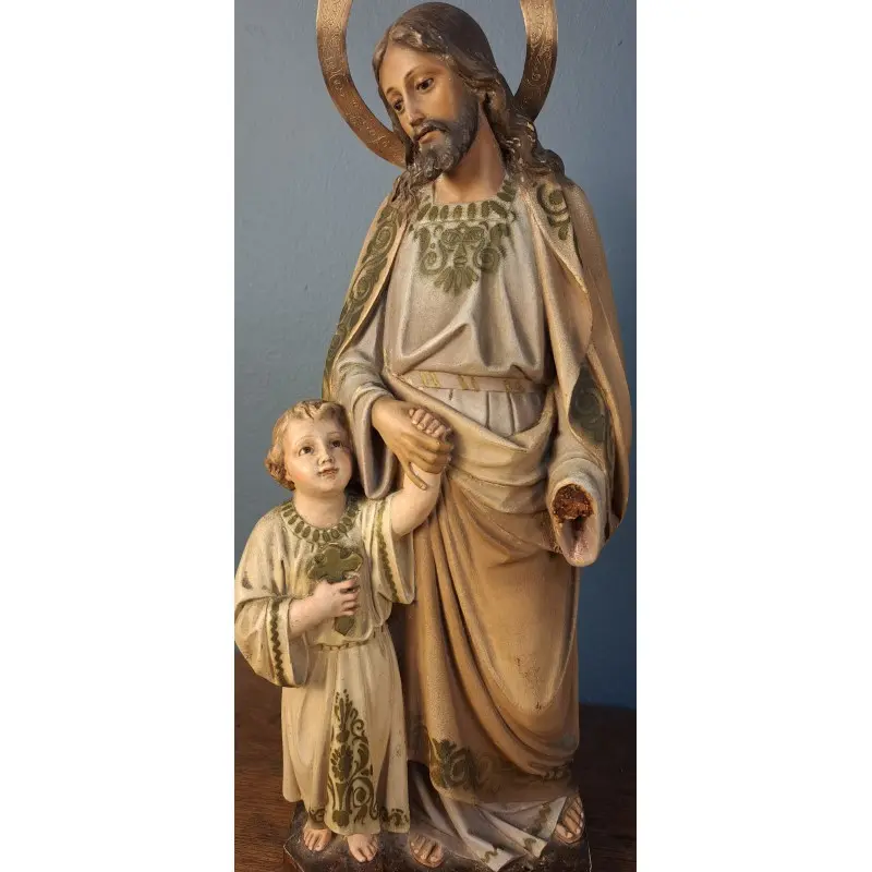 San José con el Niño Jesús, figura de Olot, finales del S. XIX, Objetos Decorativos, Siglo XIX · vista 6/11