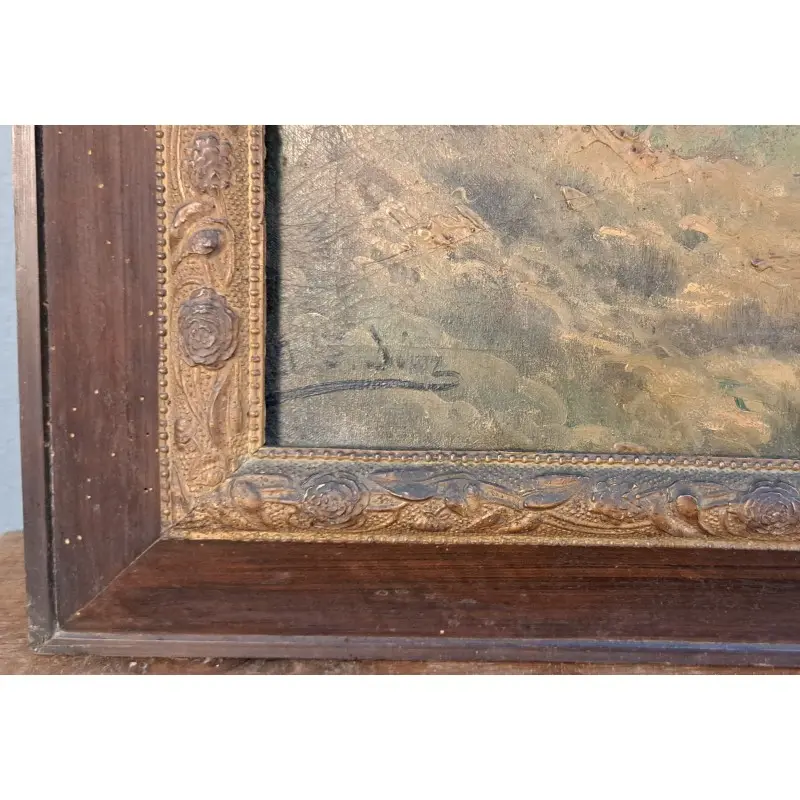 Escaleta catalana – óleo sobre lienzo, paisaje rural, finales S. XIX, Arte y Pintura, Siglo XIX · vista 5/12