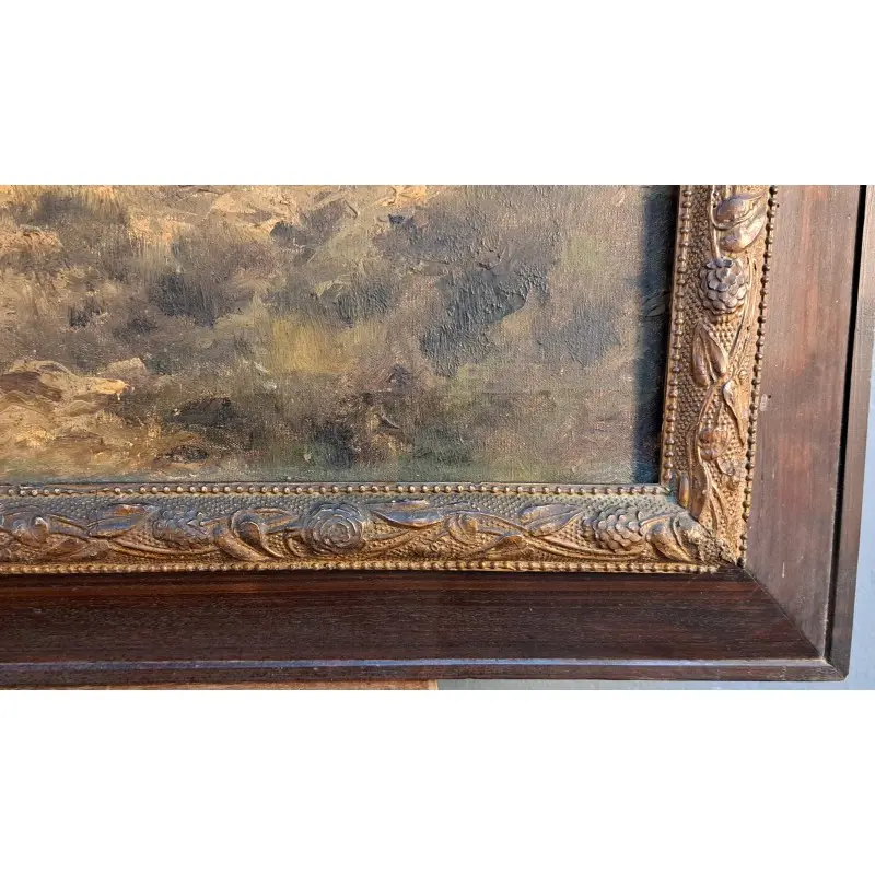 Escaleta catalana – óleo sobre lienzo, paisaje rural, finales S. XIX, Arte y Pintura, Siglo XIX · vista 6/12