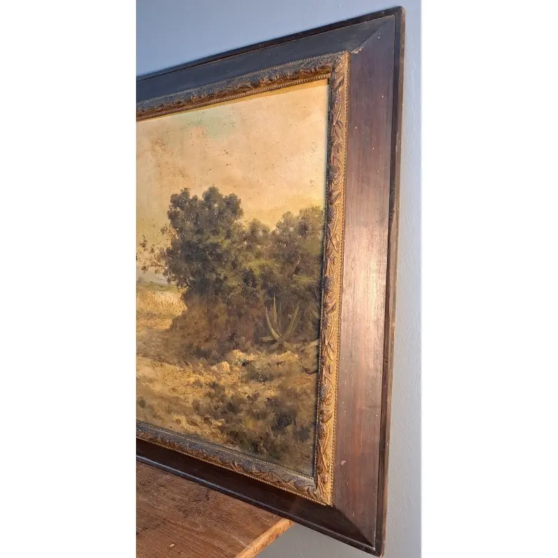 Escaleta catalana – óleo sobre lienzo, paisaje rural, finales S. XIX, Arte y Pintura, Siglo XIX · vista 12/12