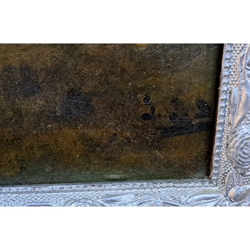 Escaleta catalana – óleo sobre lienzo, paisaje, finales S. XIX, Arte y Pintura, Siglo XIX · vista 3/12