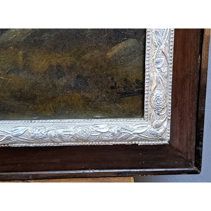 Escaleta catalana – óleo sobre lienzo, paisaje, finales S. XIX, Arte y Pintura, Siglo XIX · vista 4/12