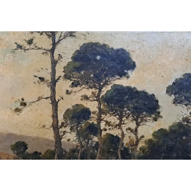 Escaleta catalana – óleo sobre lienzo, paisaje, finales S. XIX, Arte y Pintura, Siglo XIX · vista 5/12