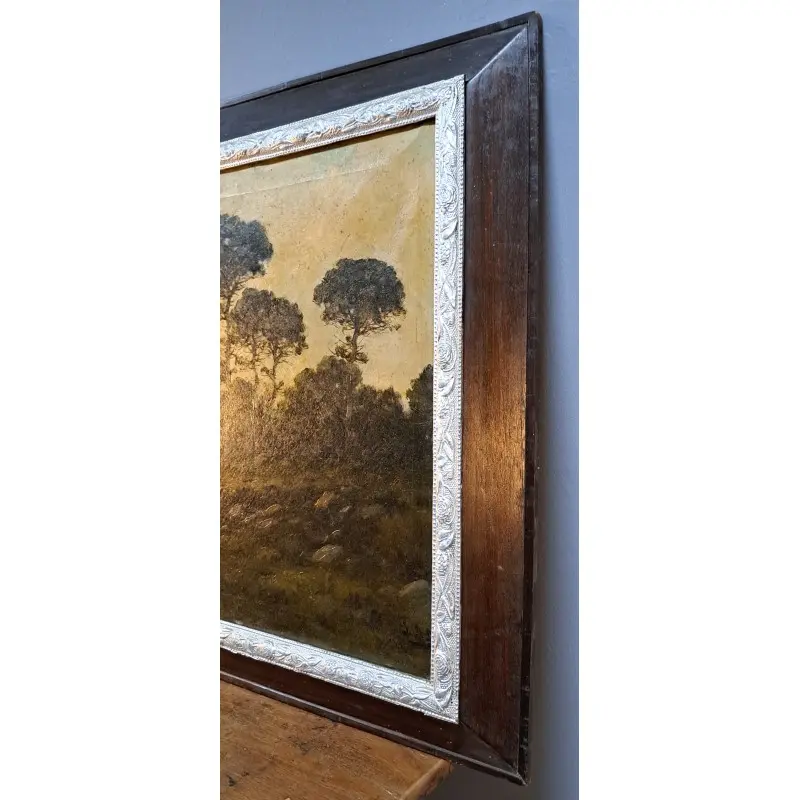 Escaleta catalana – óleo sobre lienzo, paisaje, finales S. XIX, Arte y Pintura, Siglo XIX · vista 10/12