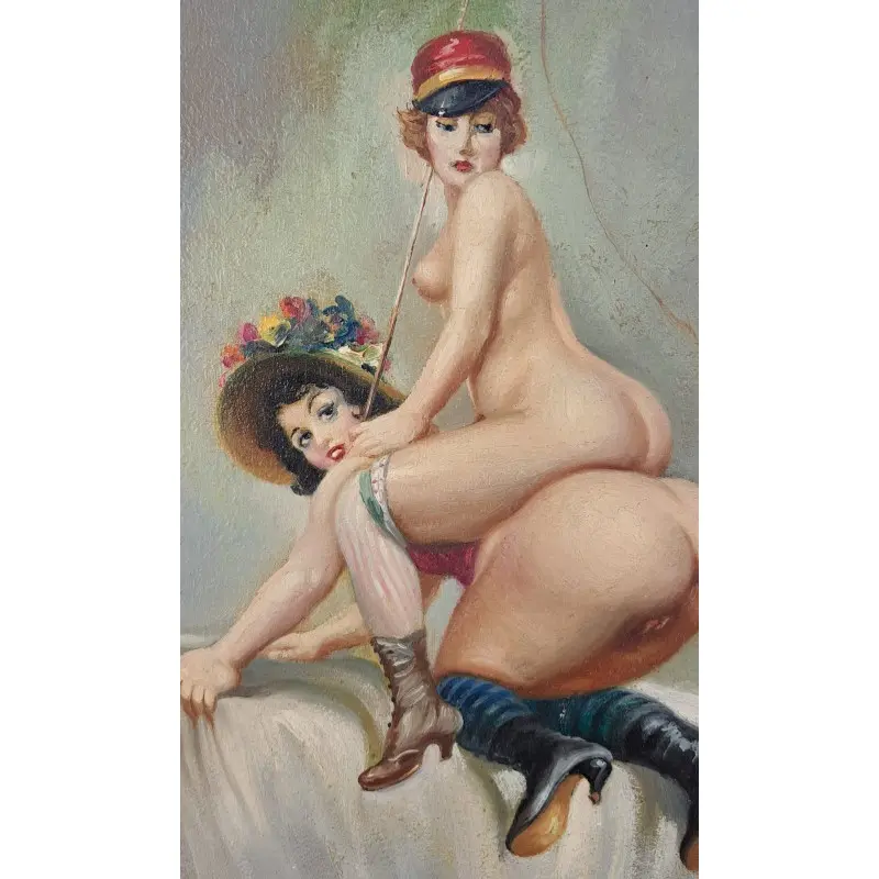 Joan Gil i Gil (1900–1984) – óleo erótico sobre tabla, Arte y Pintura · vista 6/12