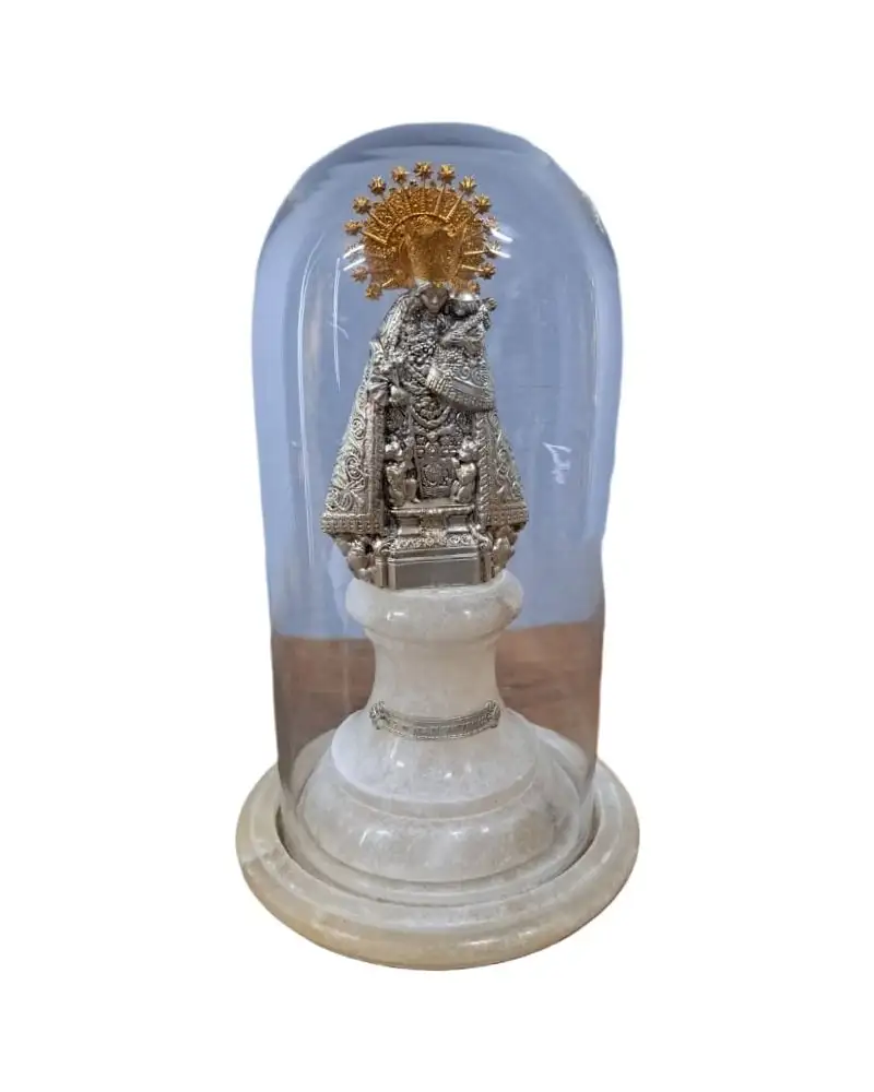 Virgen de los Desamparados, cúpula de cristal, pie de alabastro, siglo XX
