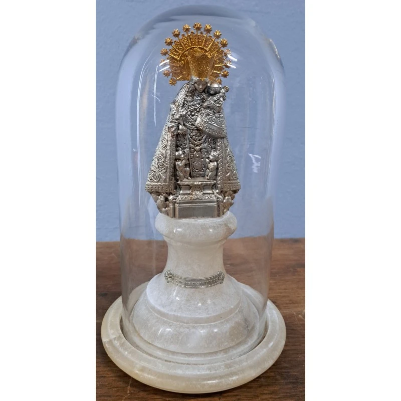 Virgen de los Desamparados, cúpula de cristal, pie de alabastro, siglo XX, Religioso y Devocional, Siglo XX