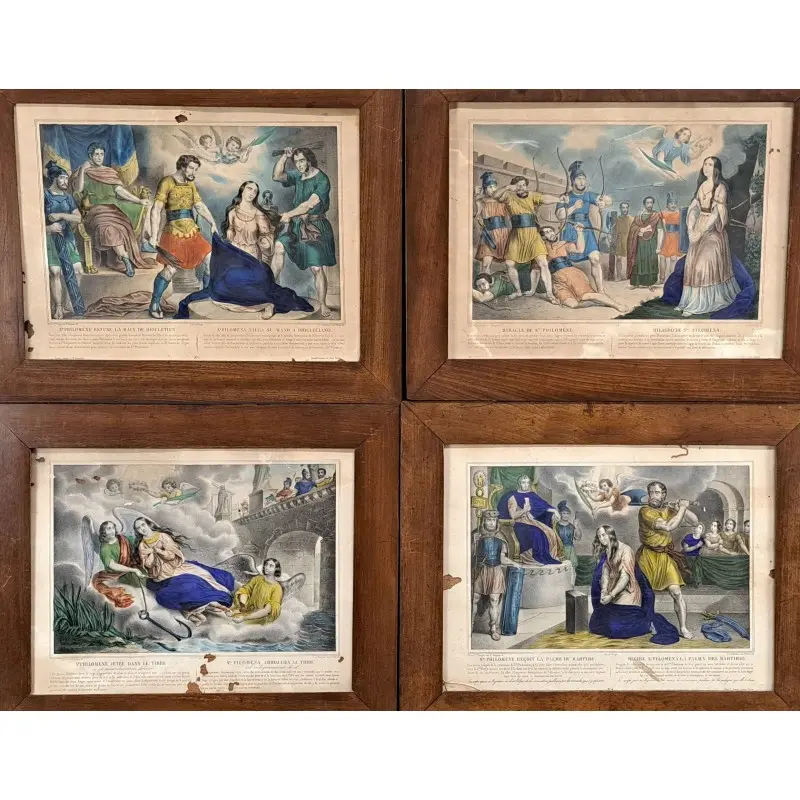 4 grabados, el martirio de Santa Filomena, siglo XIX, Religioso y Devocional, Siglo XIX · vista 2/12