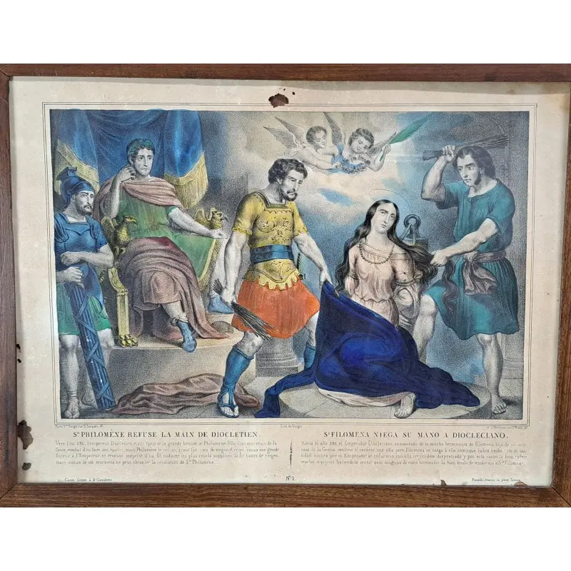 4 grabados, el martirio de Santa Filomena, siglo XIX, Religioso y Devocional, Siglo XIX · vista 3/12
